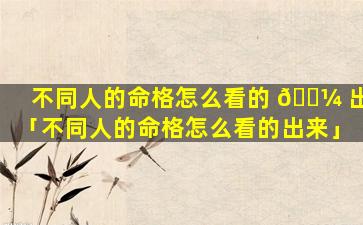 不同人的命格怎么看的 🌼 出「不同人的命格怎么看的出来」